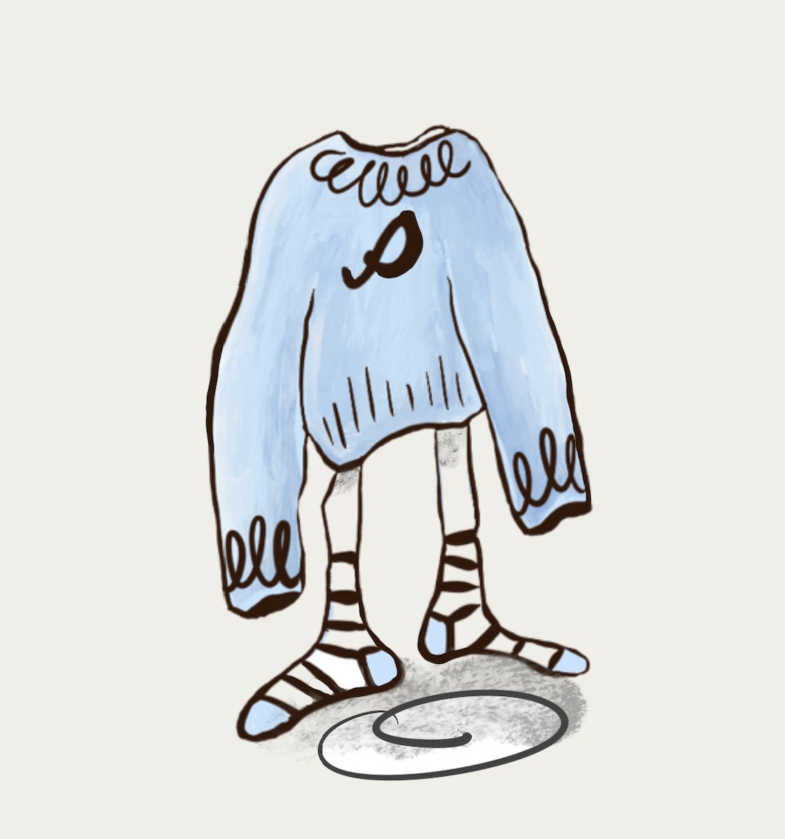 spool character celebrating